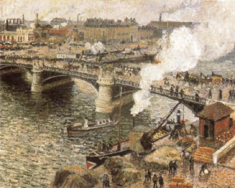 Camille Pissarro Pont Boiedieu in Rouen in a Drizzle France oil painting art